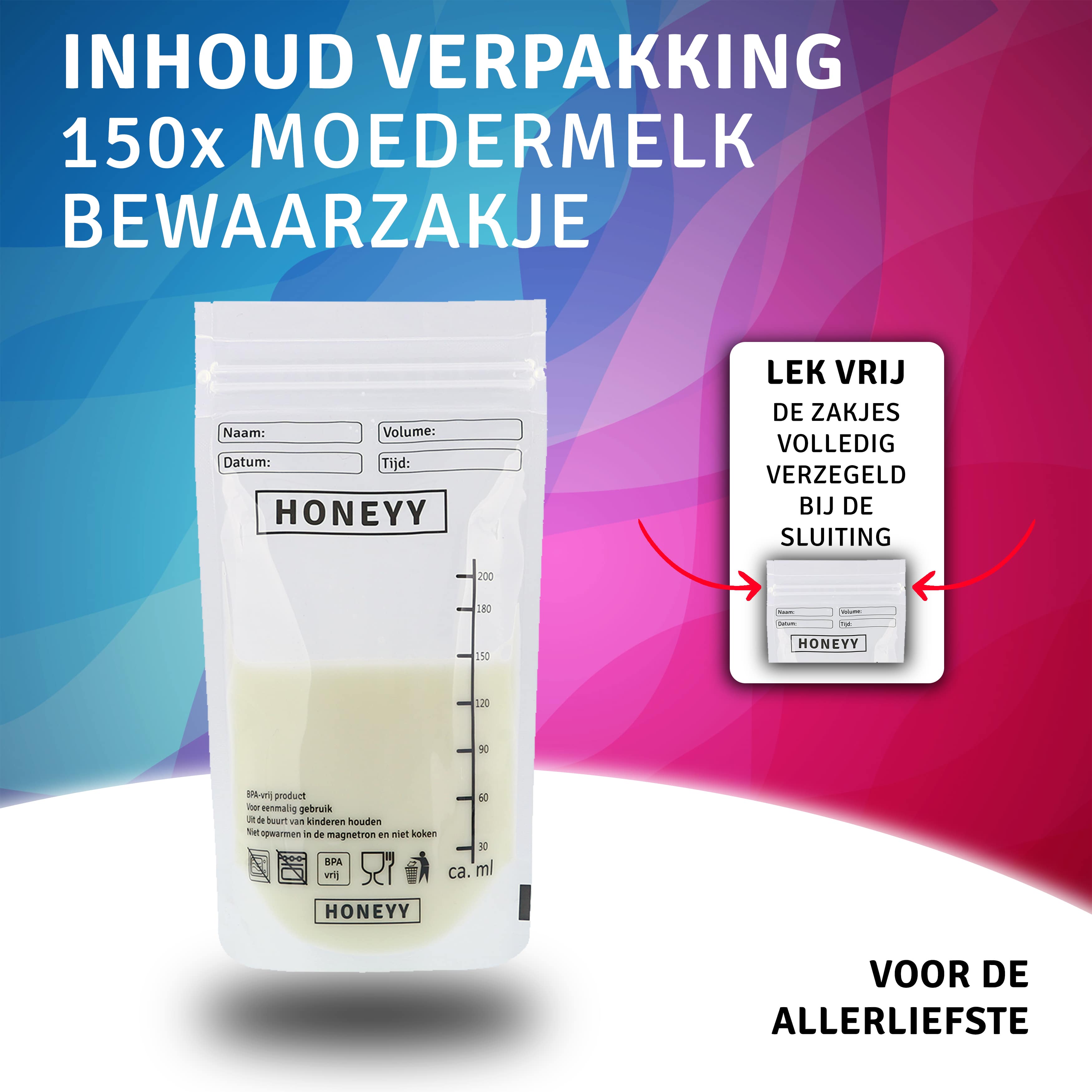 Honeyy - Moedermelk Bewaarzakjes 150 stuks Honeyy - Moedermelk Bewaarzakjes 150 stuks