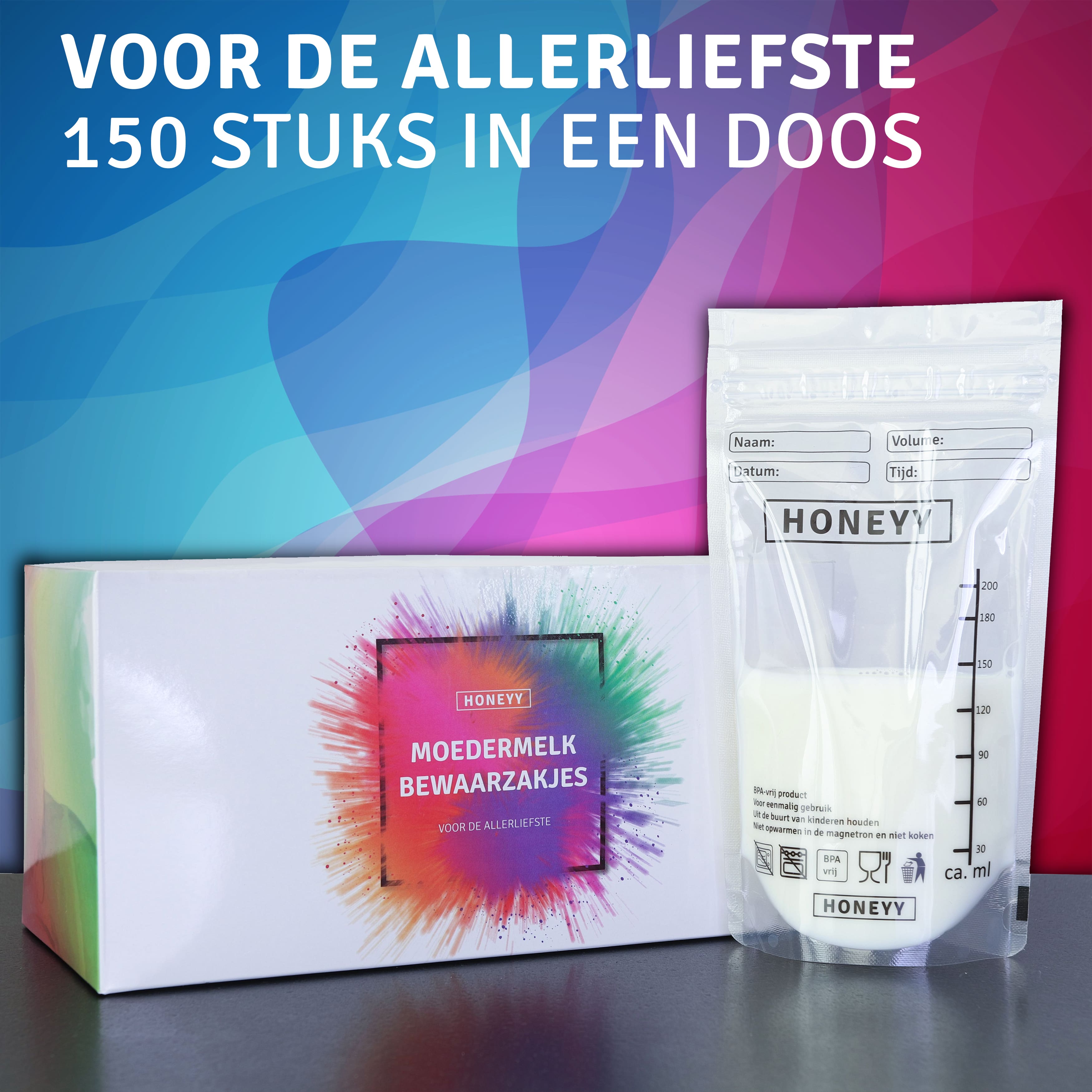 Honeyy - Moedermelk Bewaarzakjes 150 stuks Honeyy - Moedermelk Bewaarzakjes 150 stuks