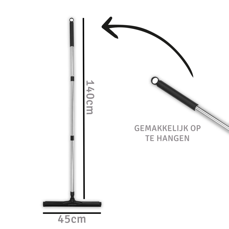 Livelyy - Vloertrekker Zwart 45 cm + 140 cm steel